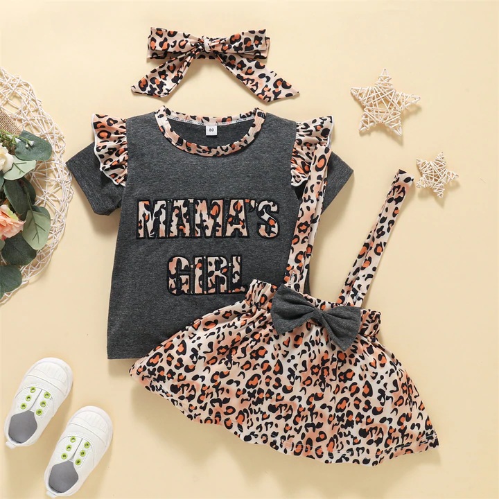 Why you will purchase Girls Graphic Tee and Leopard Pinafore Dress Set